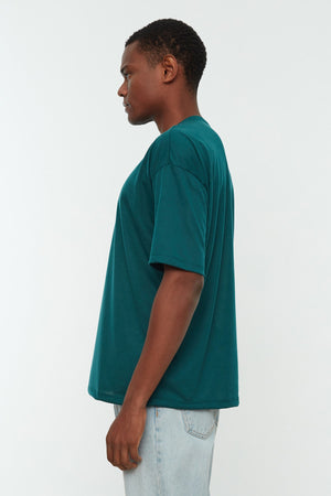 Smaragdgrünes Herren-T-Shirt mit Rundhalsausschnitt und kurzen Ärmeln, Übergröße, Tmnss22Ts0300