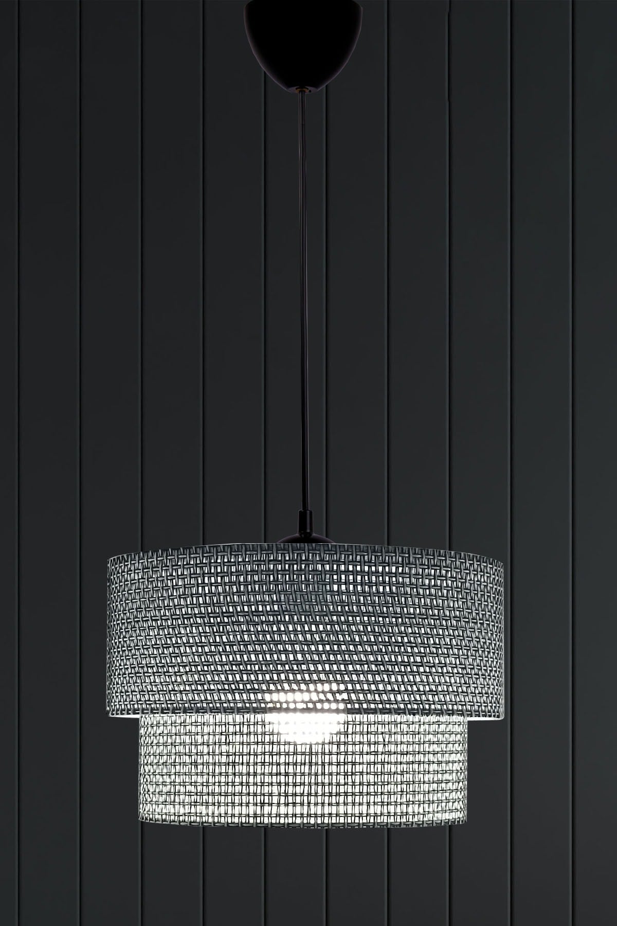 Wicker Pendant Lamp Chandelier Gray E968