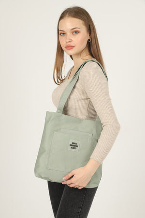 Green U22 3-Compartment Front 2 Pocket Detailed Canvas Fabric Daily Women'S Arm And Shoulder Bag B:35 E:35