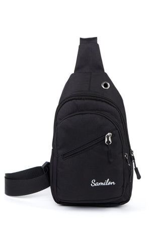 Unisex-Brusttasche aus Impertex-Stoff, schwarz