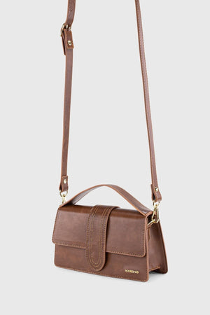 Women'S Brown Leather Look Adjustable Crossbody Bag 229