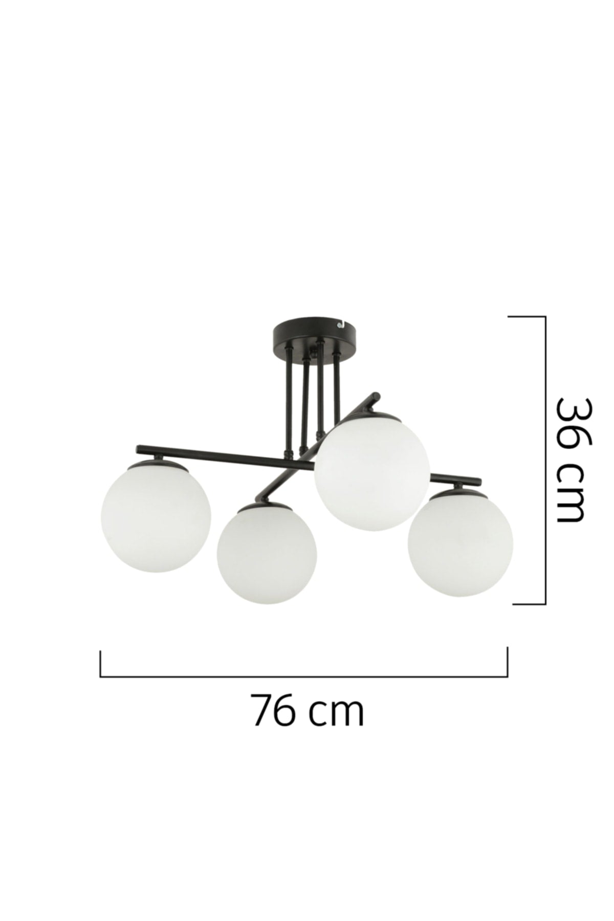 Mali 4-Piece Black Chandelier with White Glass Modern Young Room Kitchen Bedroom Retro Living Room Chandelier