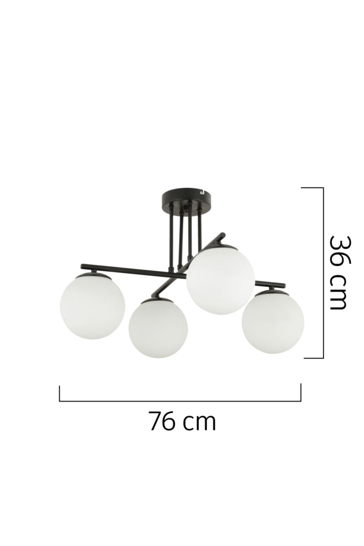 Mali 4-Piece Black Chandelier With White Glass Modern Young Room Kitchen Bedroom Retro Living Room Chandelier