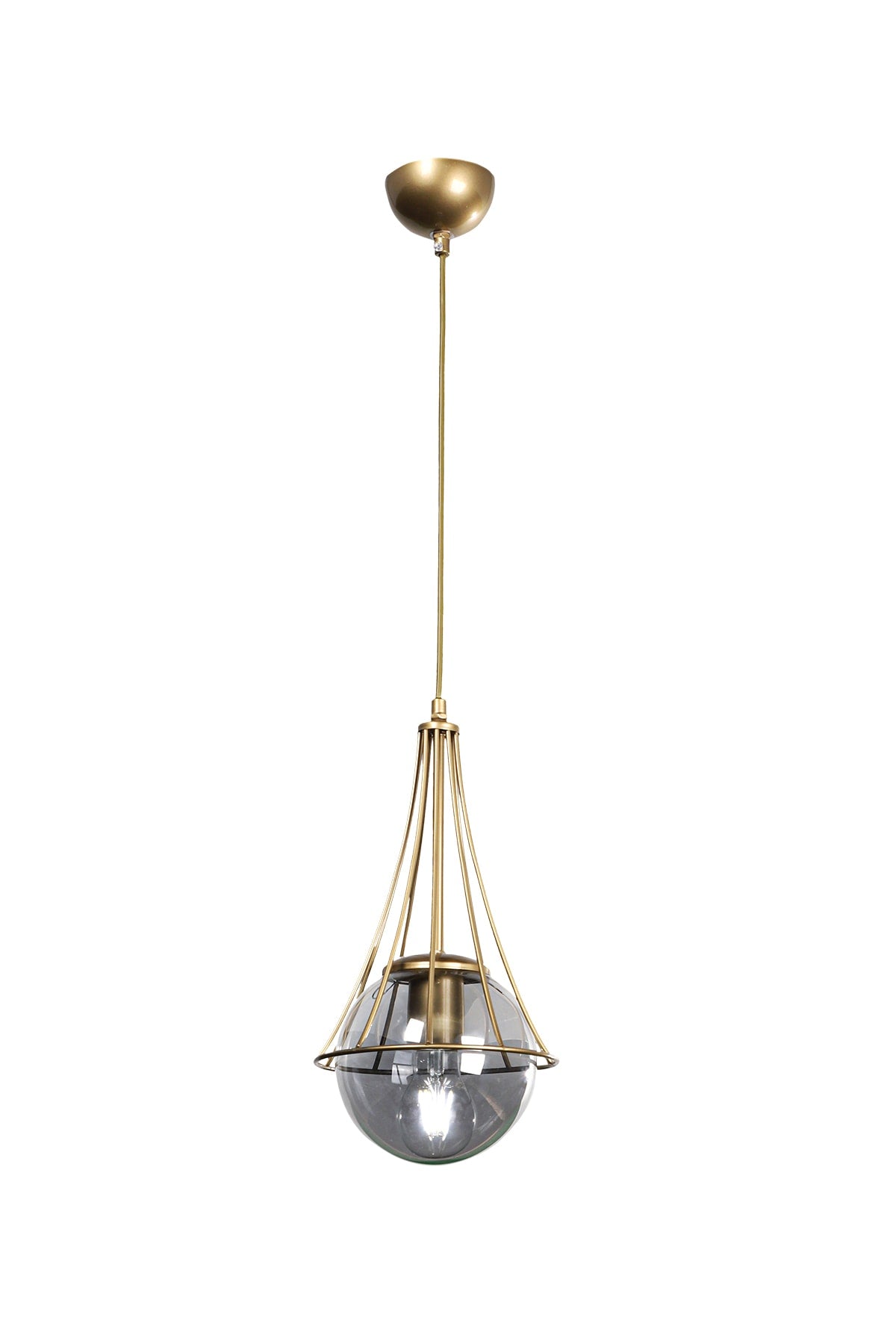 Lapis Single Antique-smoked Glop Glass Chandelier