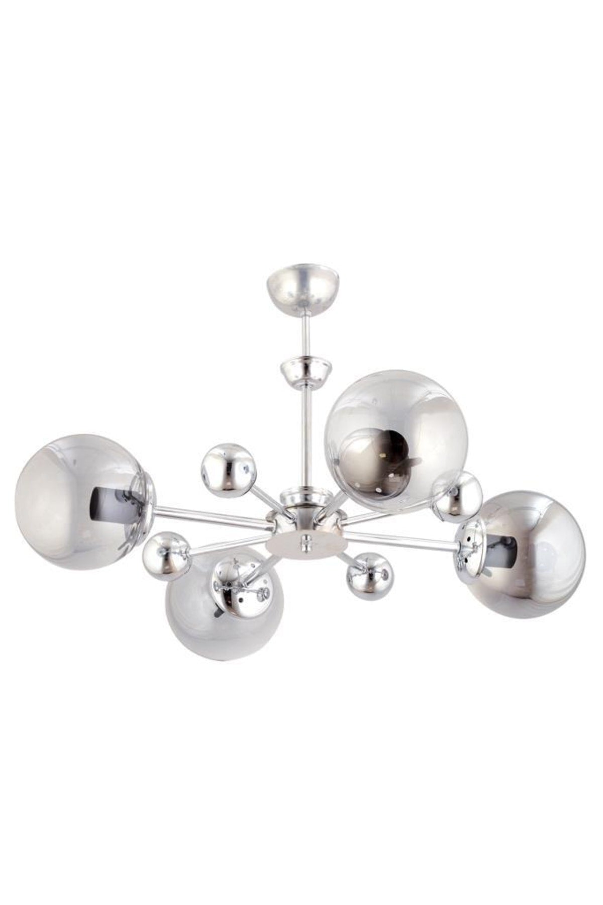 Nairobi 4-Piece Silver Smoked Globe Glass Chandelier