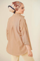 103901 Oversize Basic Hijab Shirt - Camel - Swordslife