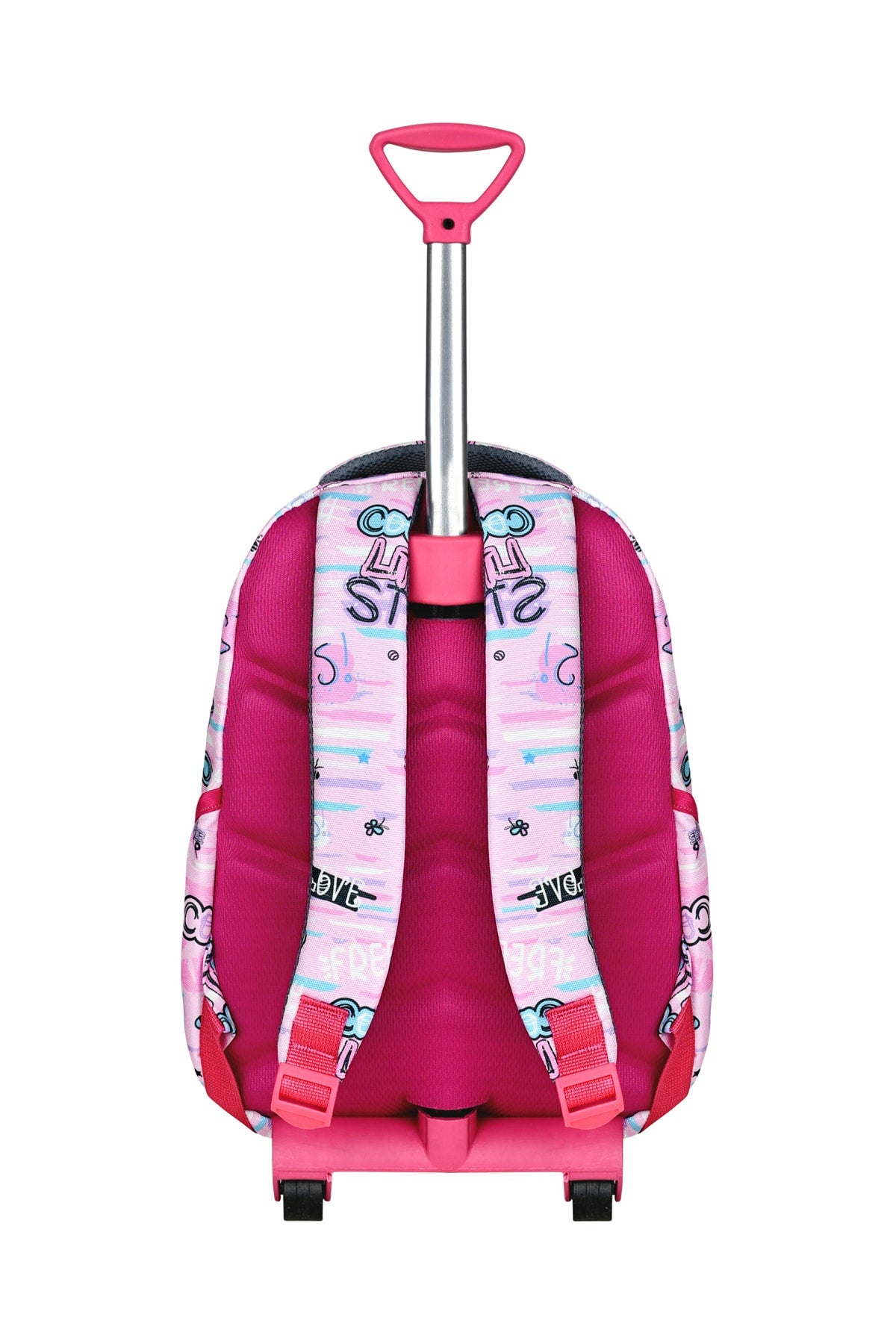 3 Pcs School Set with Squeegee, Pink Car Pattern Primary School Bag + Lunch Box + Pencil Holder
