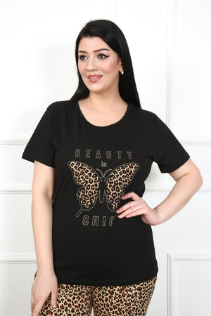 Women's Plus Size Short Sleeve Pajamas Suit 202203 - Swordslife