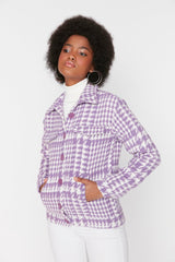 Lilac Buttoned Jacket Cachet Coat TWOAW20MO0118 - Swordslife