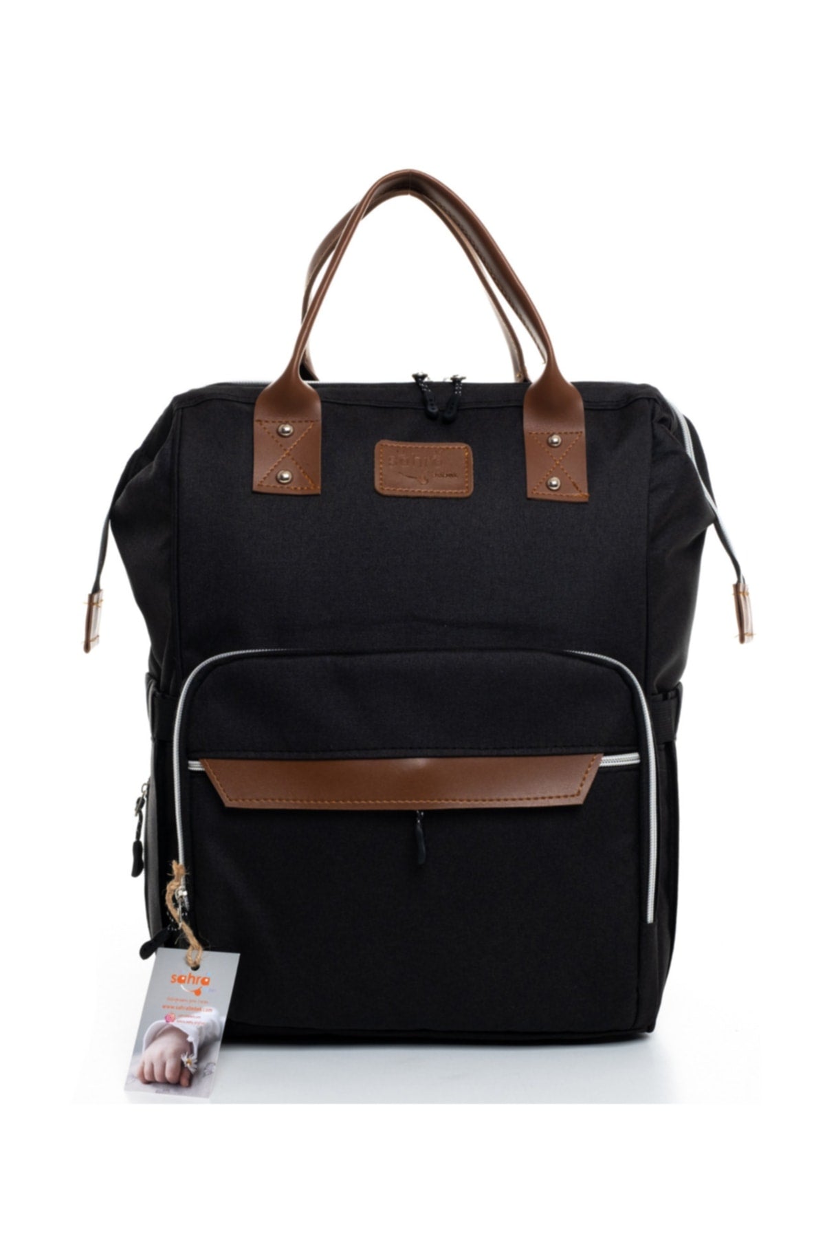 Schmutzabweisender, wasserdichter Thermo-Rucksack für die Babypflege mit Mutter-Baby-Motiv und 7-teiligem Feuchttuch-Set aus 100 % Baumwolle