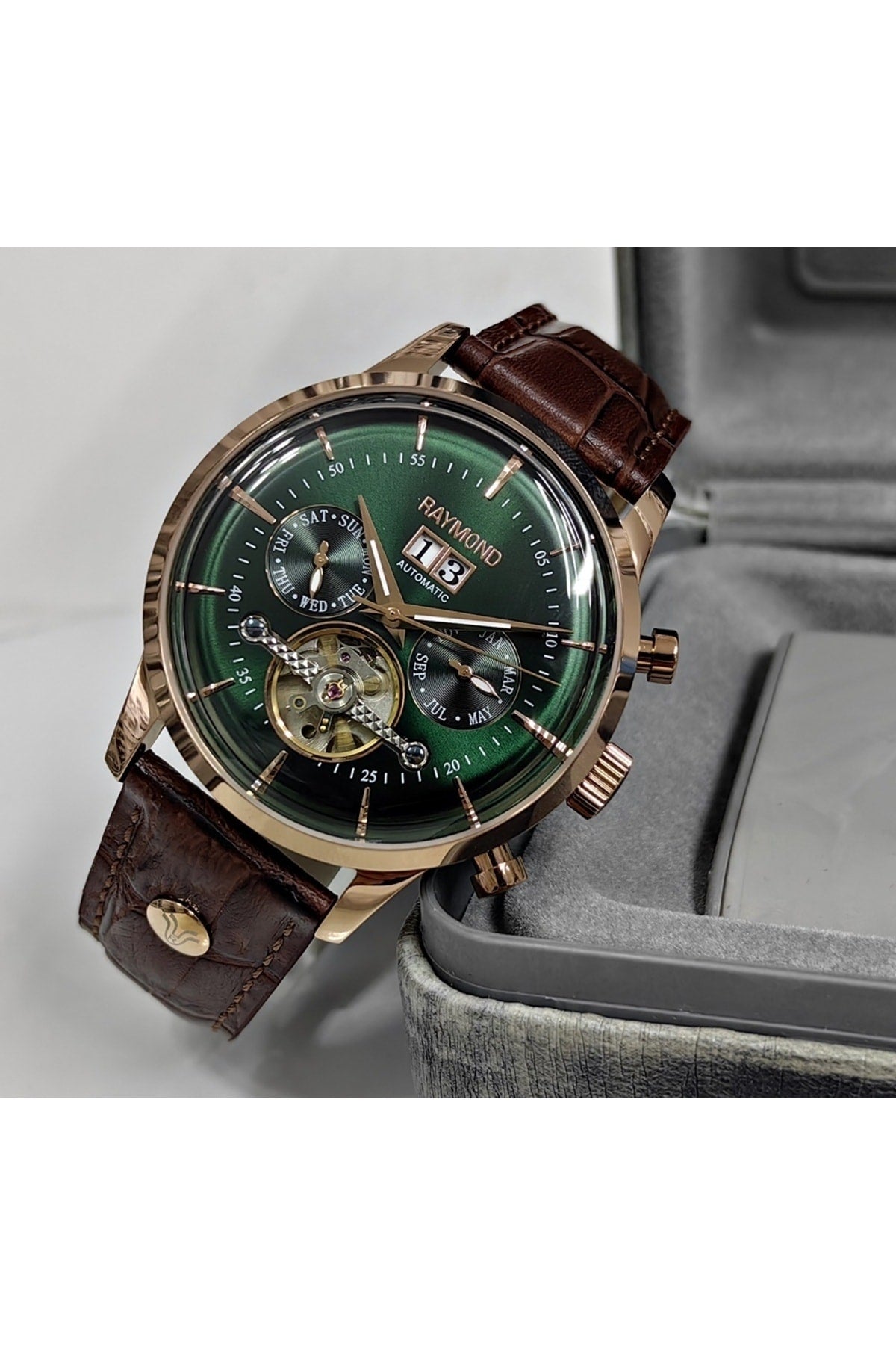 Coffee Green Automatic Men'S Wristwatch
