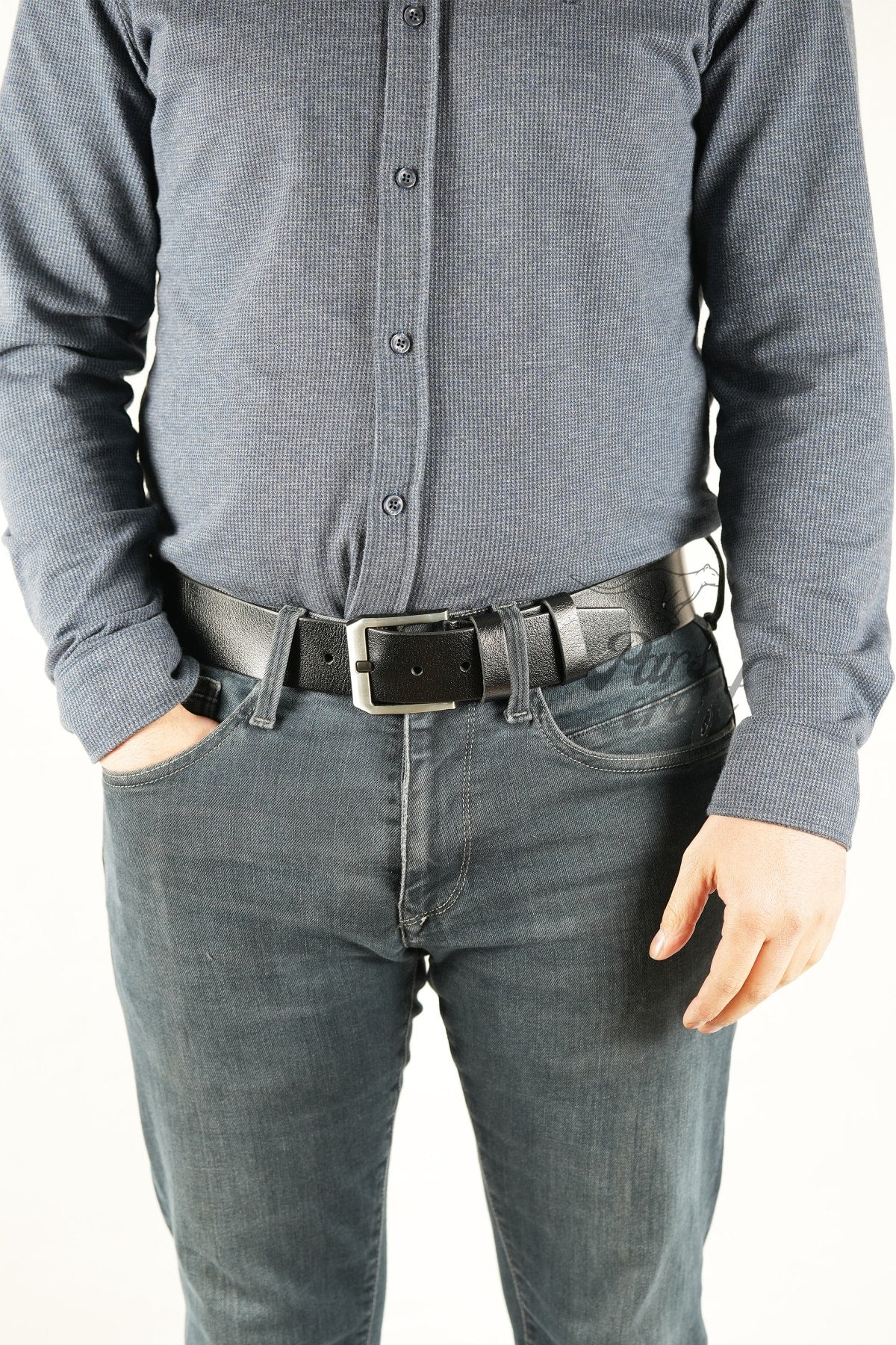 Echter Büffelleder Herrengürtel 4,5 cm Schwarz Jeans Sportgürtel