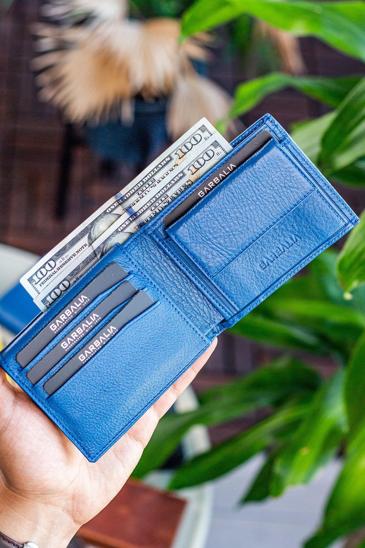 Jackson Geldbörse aus echtem Leder mit Münzloch, RFID-Blocker, Petrolblau