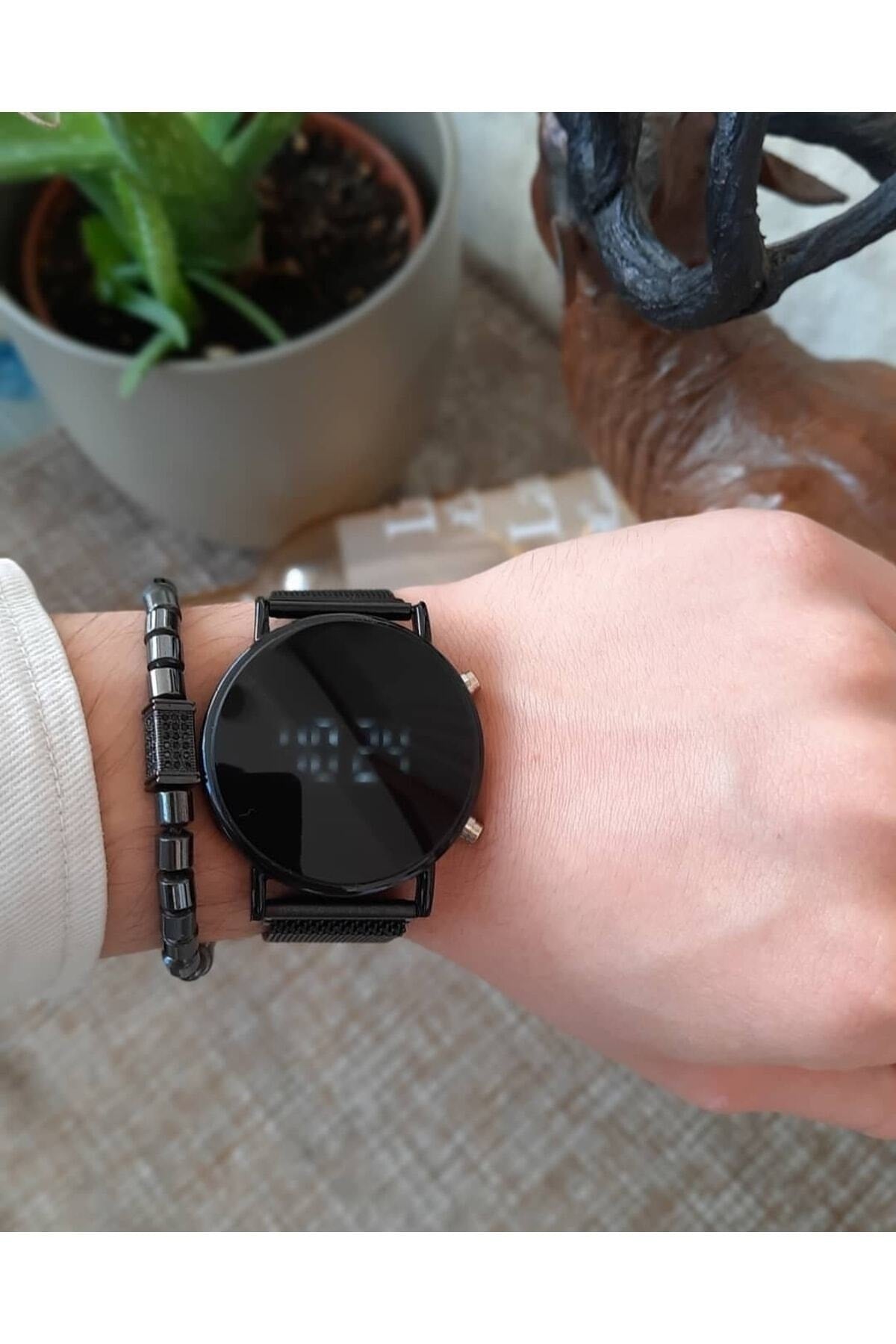 Unisex-Armbanduhr aus Stahl mit digitaler Anzeige