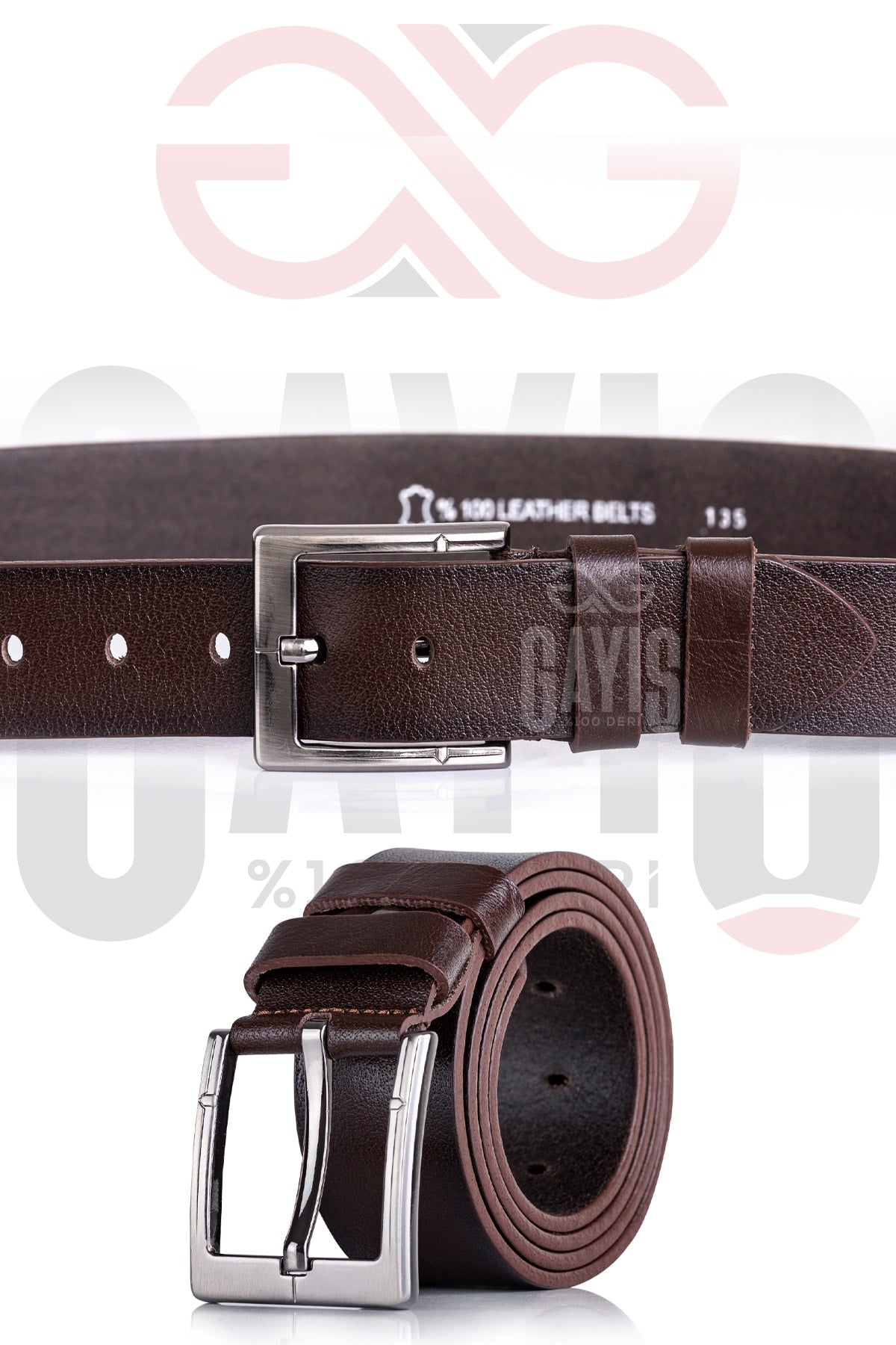 100% Genuine Buffalo Leather Brown Men'S Jeans Belt - Men'S Gift Belt