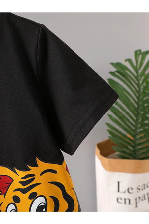 T-Shirt und Shorts-Set mit Tigermuster für Jungen