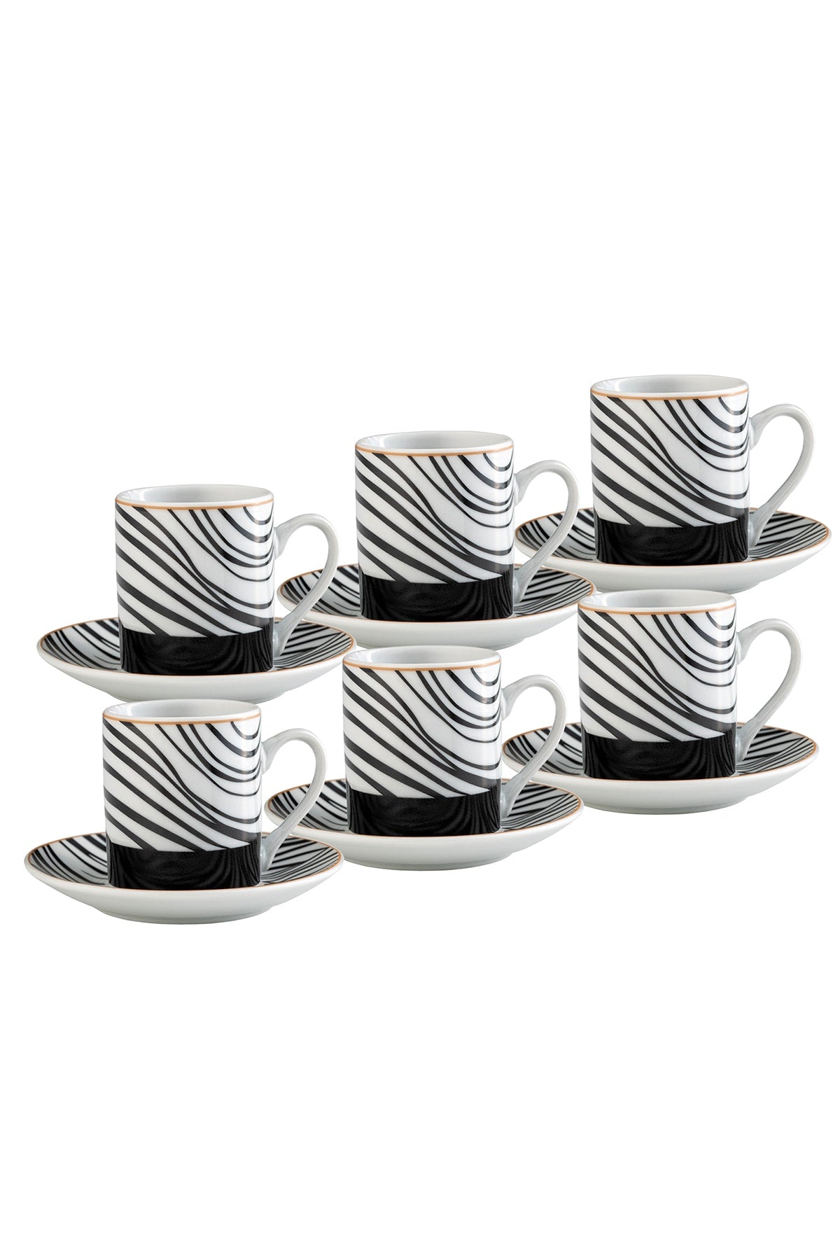Black Nera Set Of 6 Coffee Cups 90 Ml
