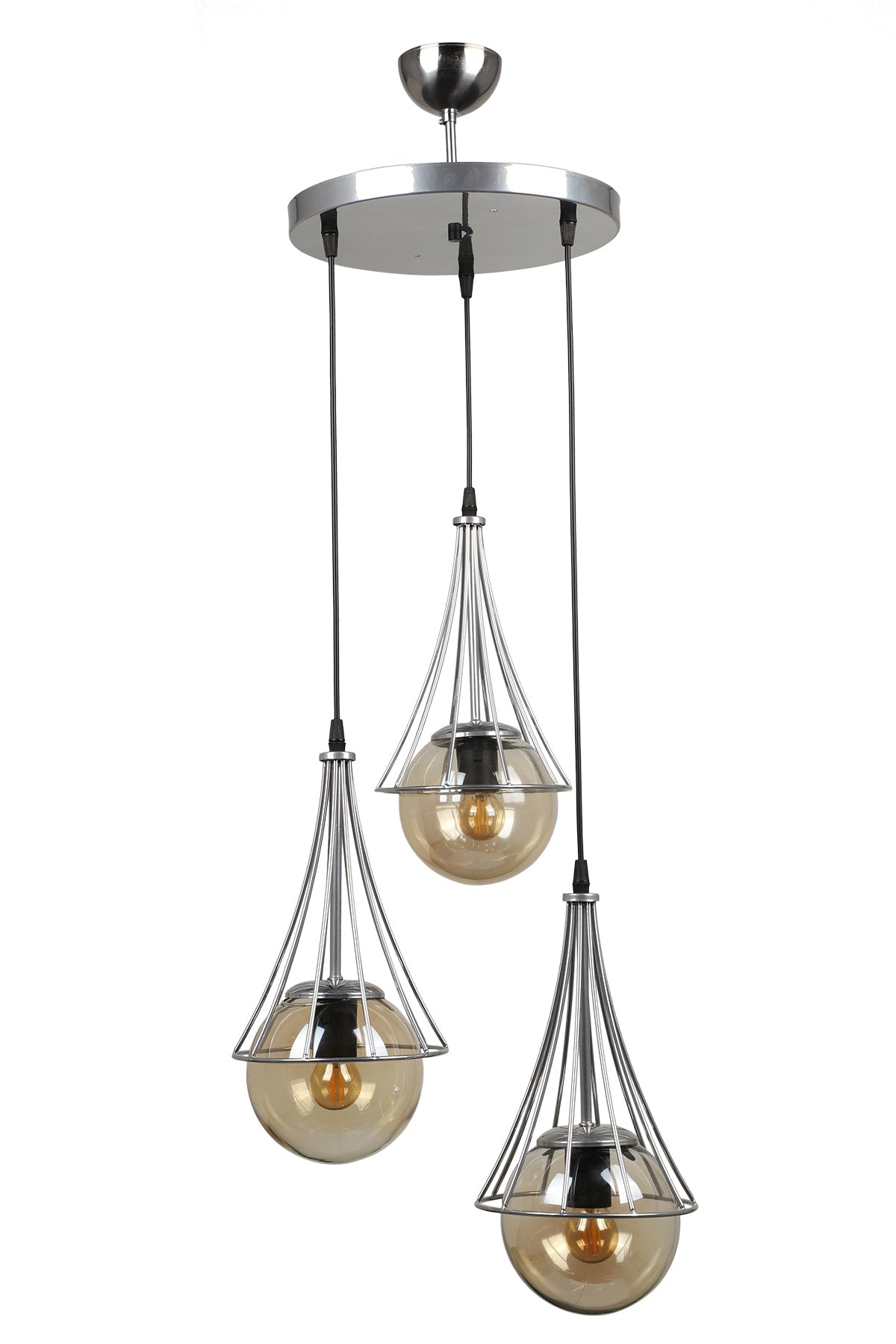 Lapis 3Rd Chandelier Chrome-Honey Glop Glass