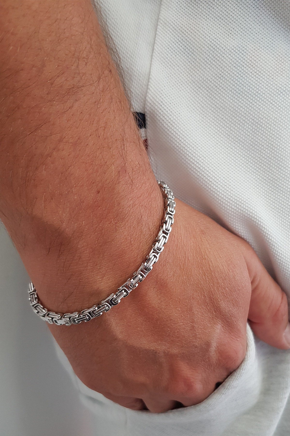 King Model 4Mm. Gray Steel Men'S Bracelet Az68-4Slv