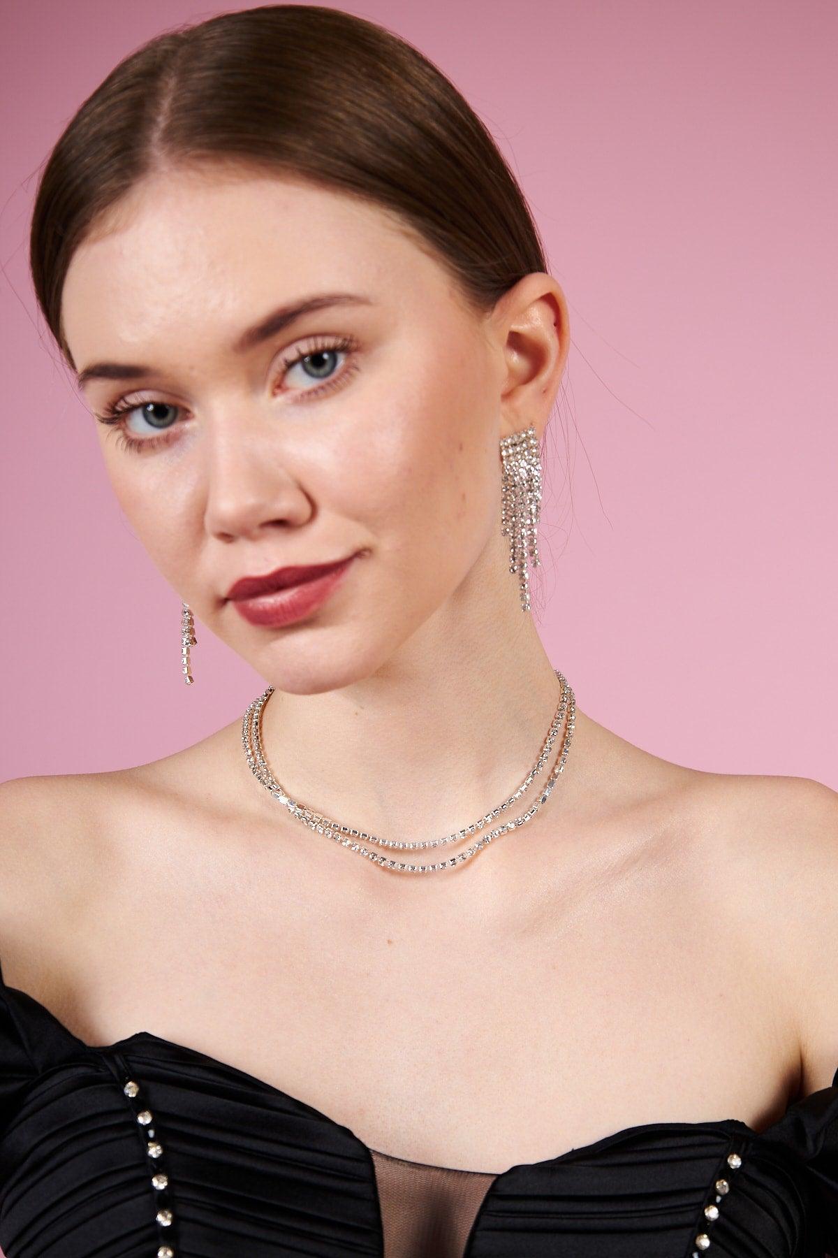 Two Row Waterway Stone Evening Necklace - Swordslife