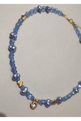 Pearl Blue Necklace with White Shimmer Tip - Swordslife