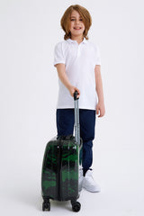 Kids Dark Green Black Dinosaur Patterned Child Suitcase 16744
