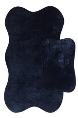 Anatolia 2-Pack Dark Blue 80x140 50x70 Cm Large Size Bath Mat Set Non-Slip Toilet Seat Set - Swordslife