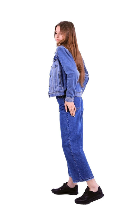 Ripped And Pocketed Long Sleeve Classic Collar Short Jeans Women Jacket Cotton Four Seasons - Swordslife