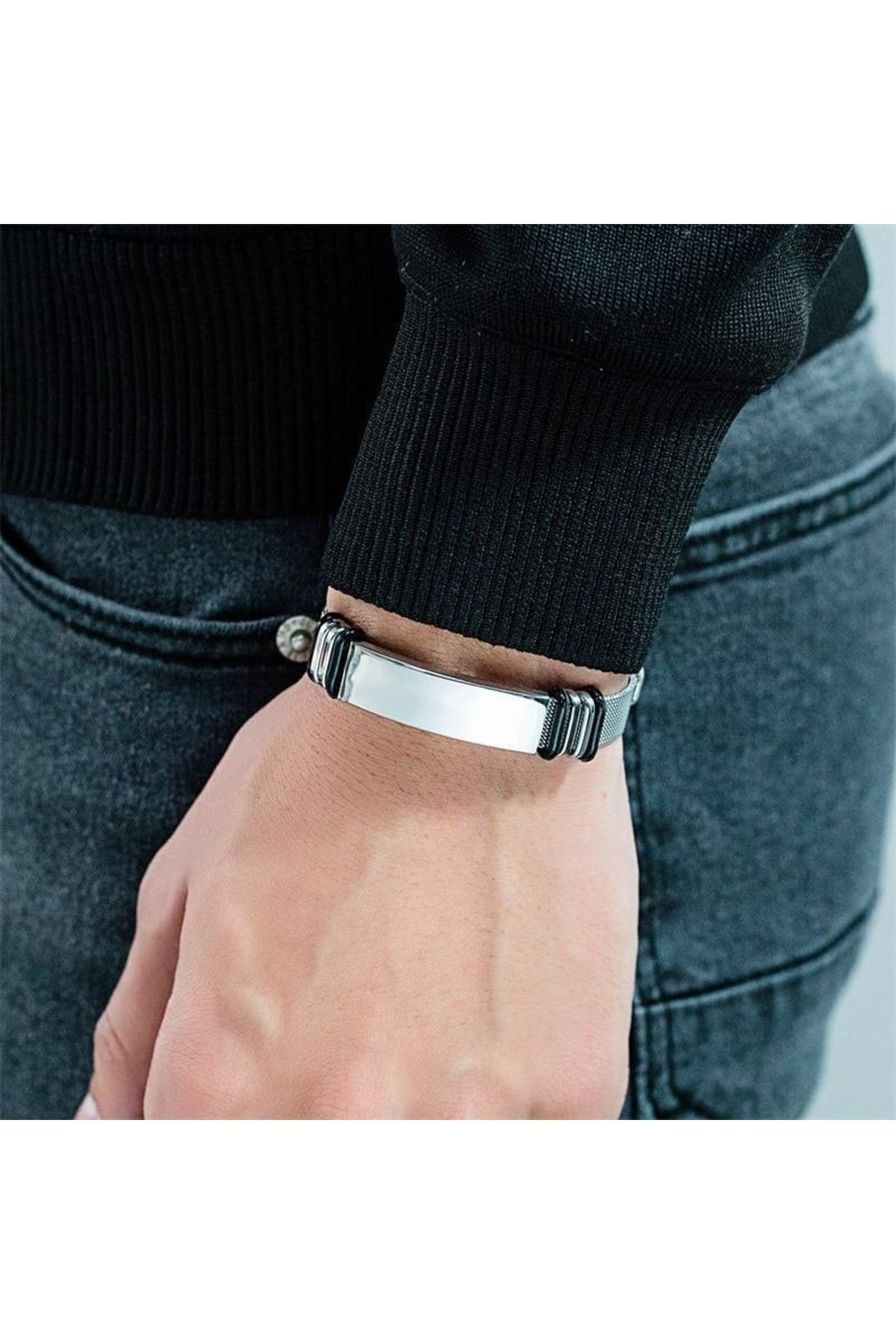 Personalized Name Mesh Belt Cord Steel Men'S Bracelet Scb13