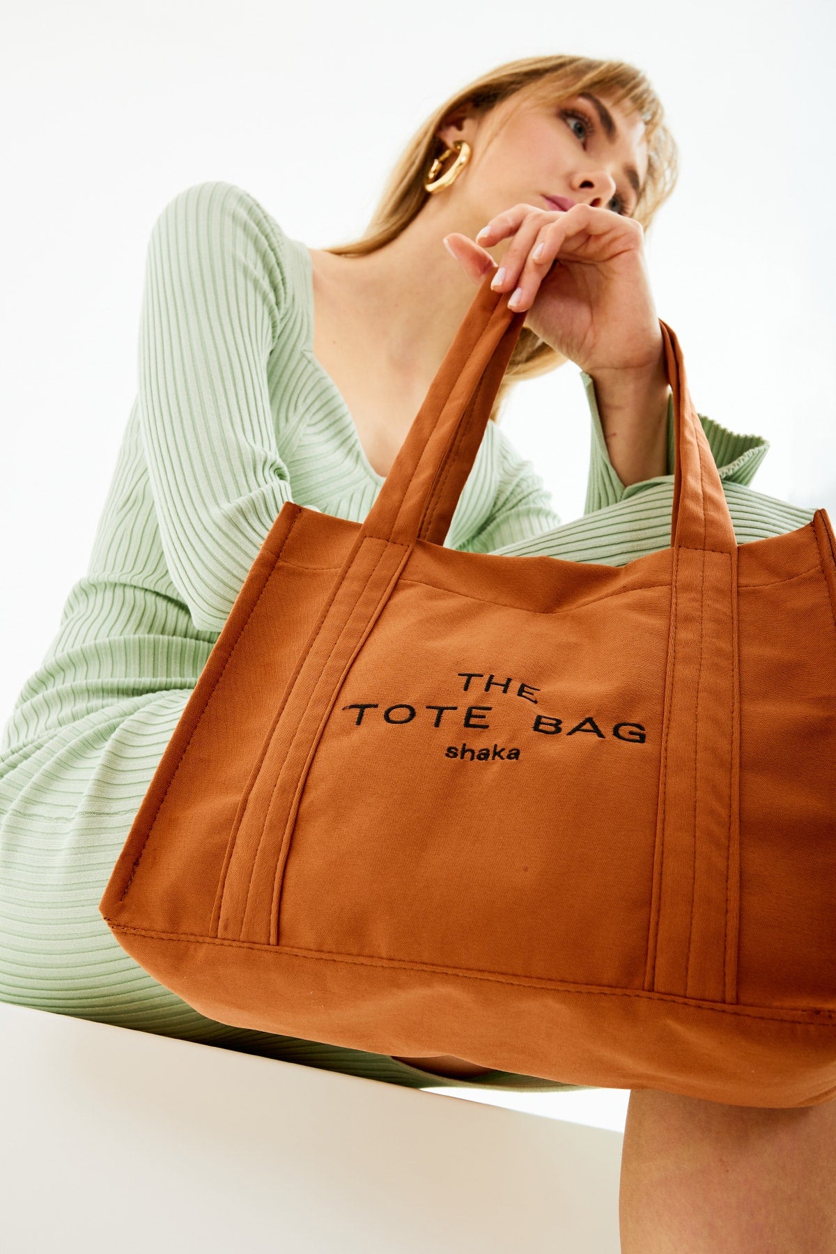 Tile U45 Snap Closure The Tote Bag Embroidered Canvas Fabric Casual Women'S Arm And Shoulder Bag 25
