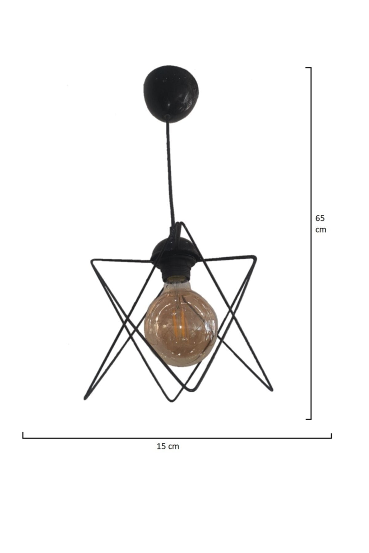 Black Zigzag Single Pendant Chandelier (Without Glass)