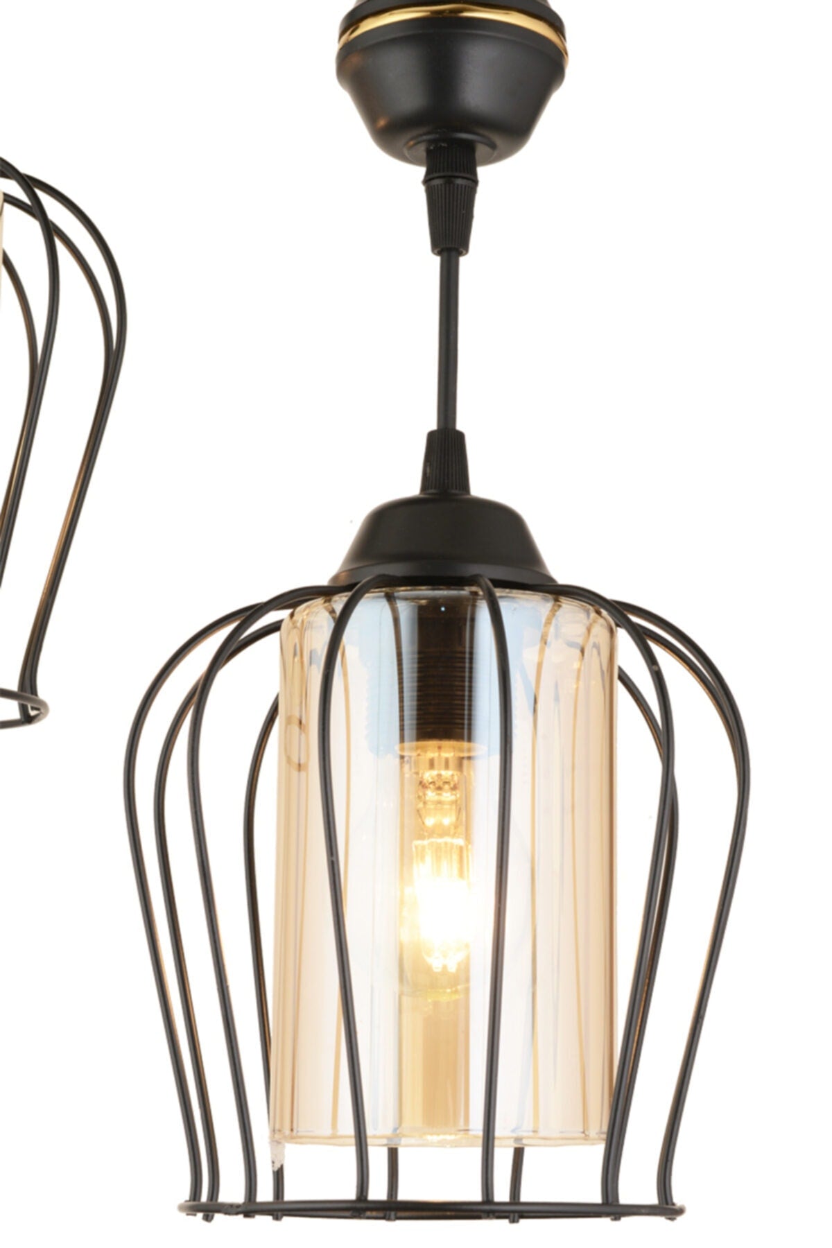 Parachute Pendant Lamp Set Of 2 Black Modern Downward Facing Chandelier