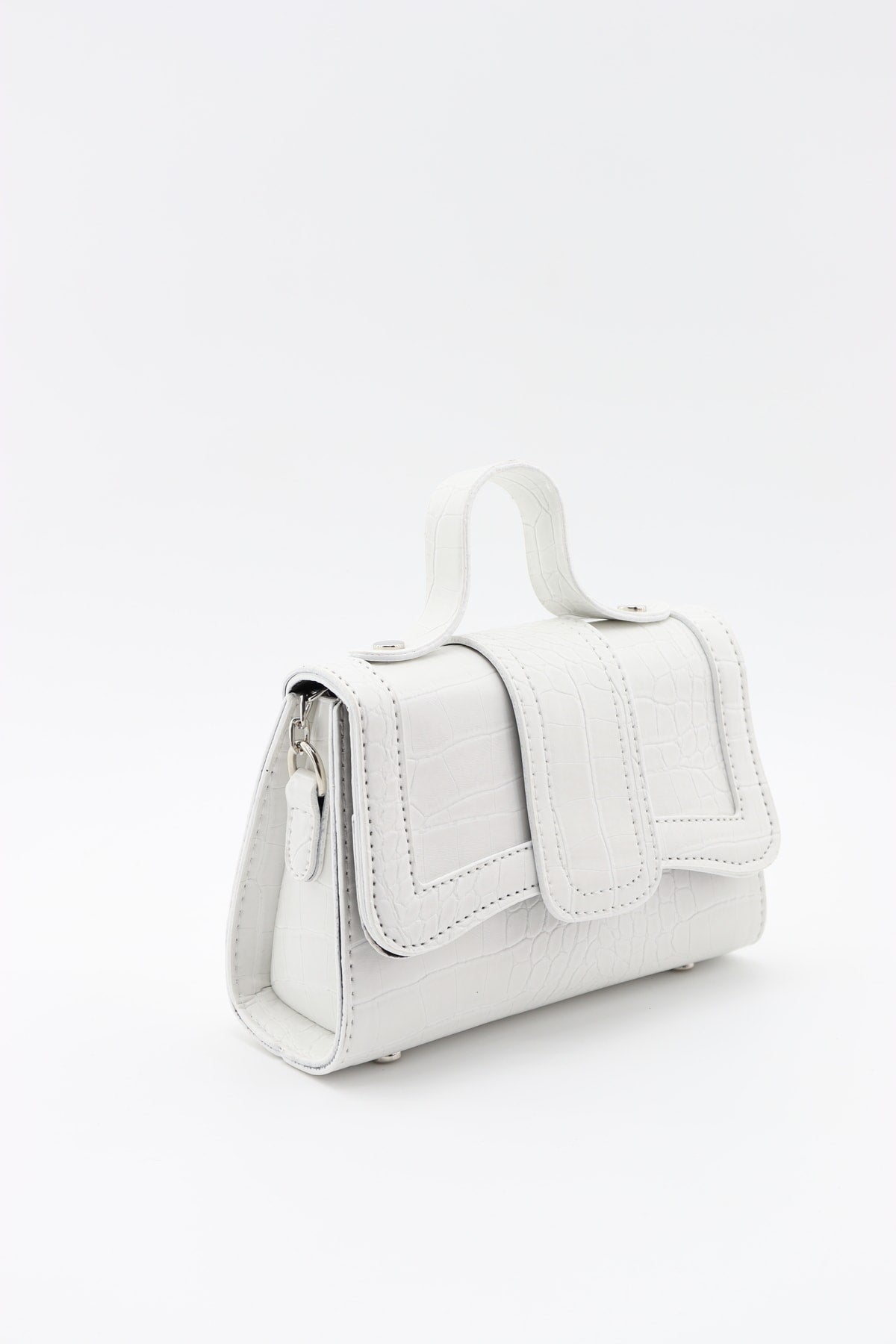 Women'S White Leather Chain Strap Mini Hand And Shoulder Bag