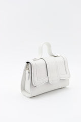 Women's White Leather Chain Strap Mini Hand And Shoulder Bag