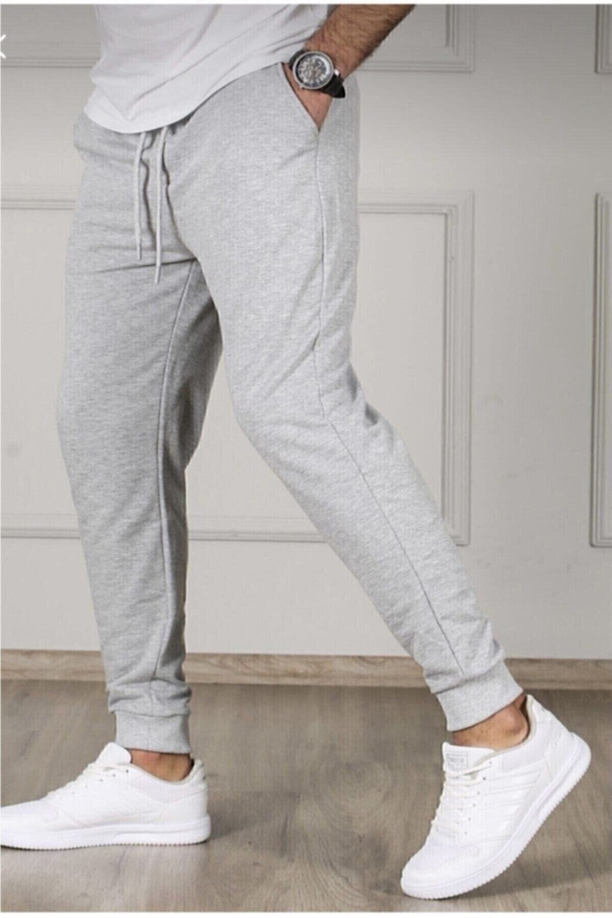 Men'S Summer Gray Sweatpants Jogger Slim Fit Cotton Slim Fit