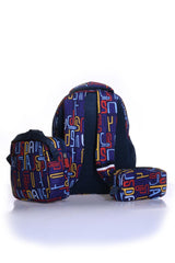 Plçan232798081-bag+food+pencil holder Navy/purple Boys School Bag(Set of 3)