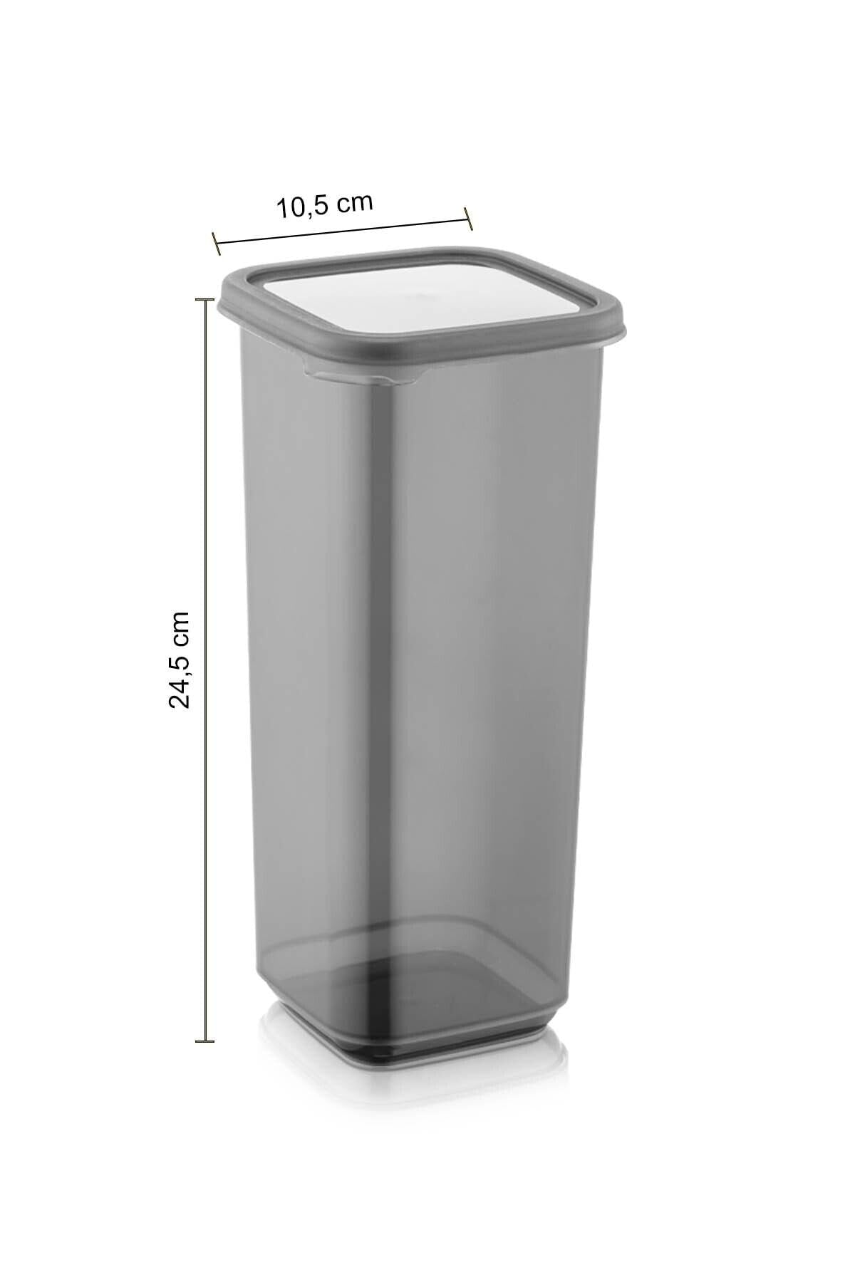 12 Pcs Jumbo Size Elisa Square Food Storage Container With Label And Lid Anthracite 12 X 1.70 Lt Legumes Container