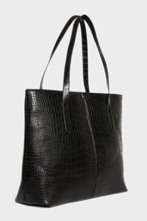 Women'S Crocodile Pattern 2-Sleeve Zippered Large Size Bag Shoulder Bag, Clutch Bag, Laptop Bag