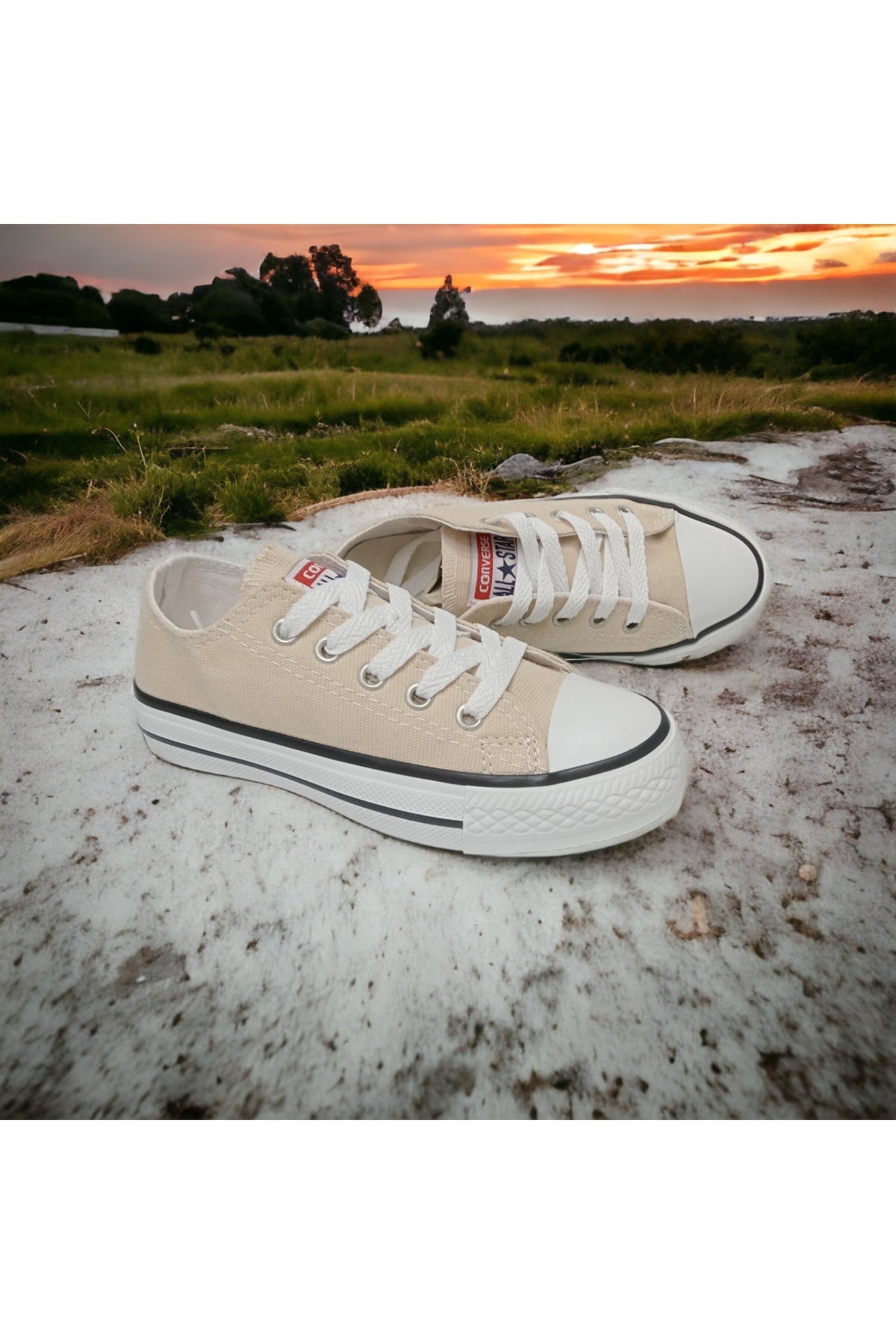 Cream Color Short Linen Convers Shoes