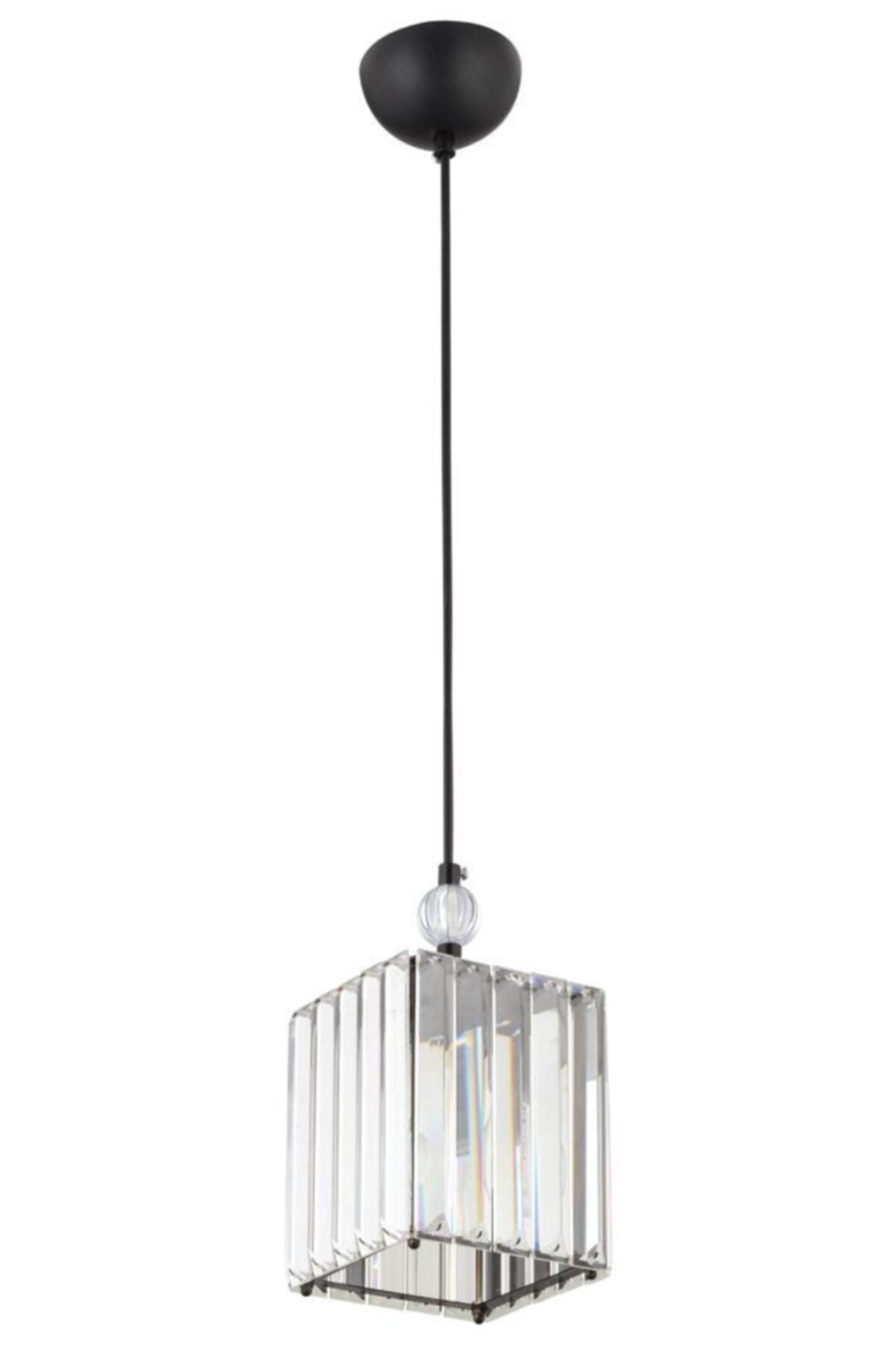 Dolunay Single Black K-15 Stone Chandelier With Crystal Stone Plumbing