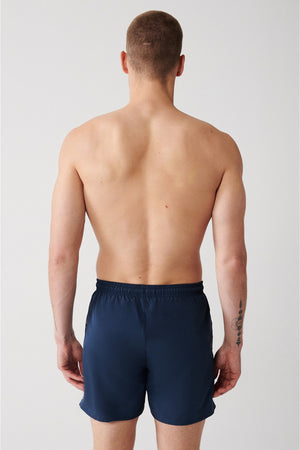 Men'S Indigo Quick Dry Printed Standard Size Swimwear Marine Shorts E003802