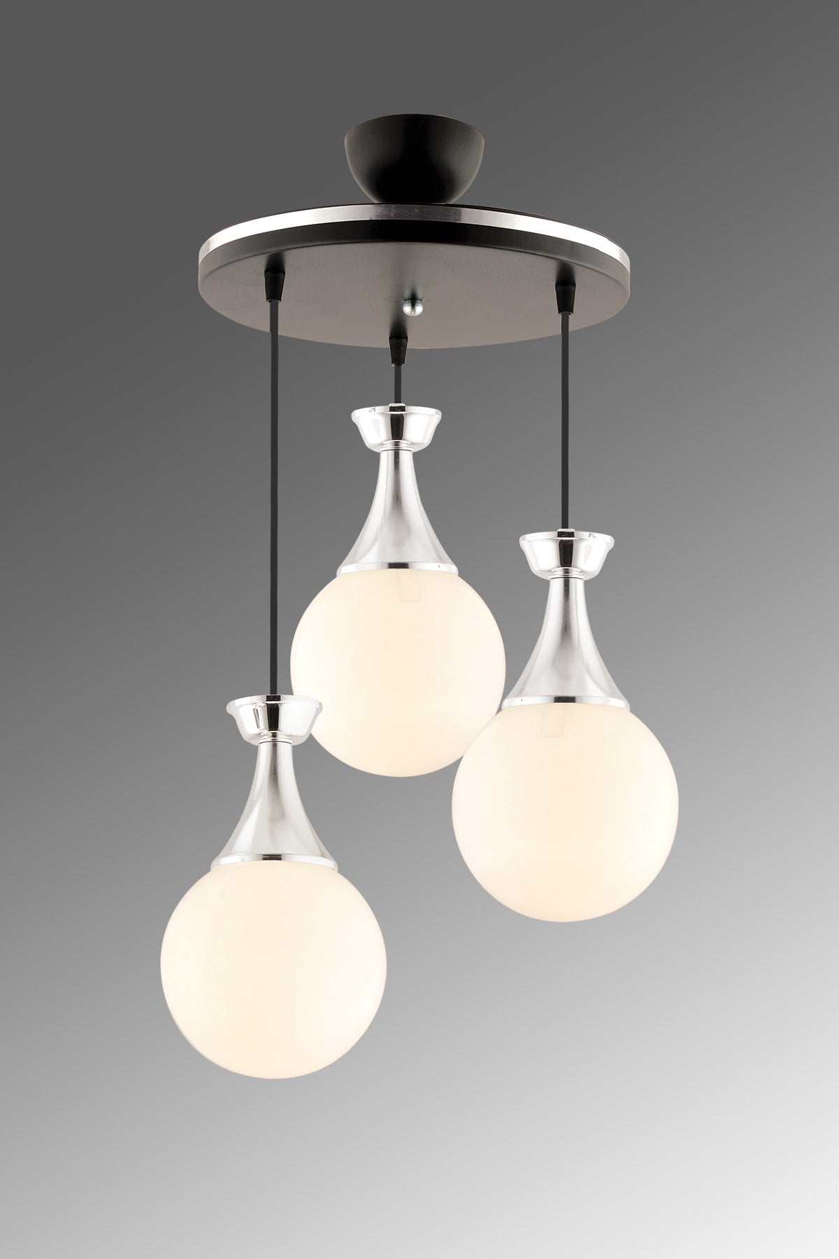 Minel 3 Piece Tray Black To Chrome White Glop Glass Lighting