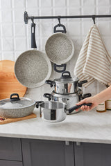 Experto 9 Pieces Granite - Steel Cookware Set