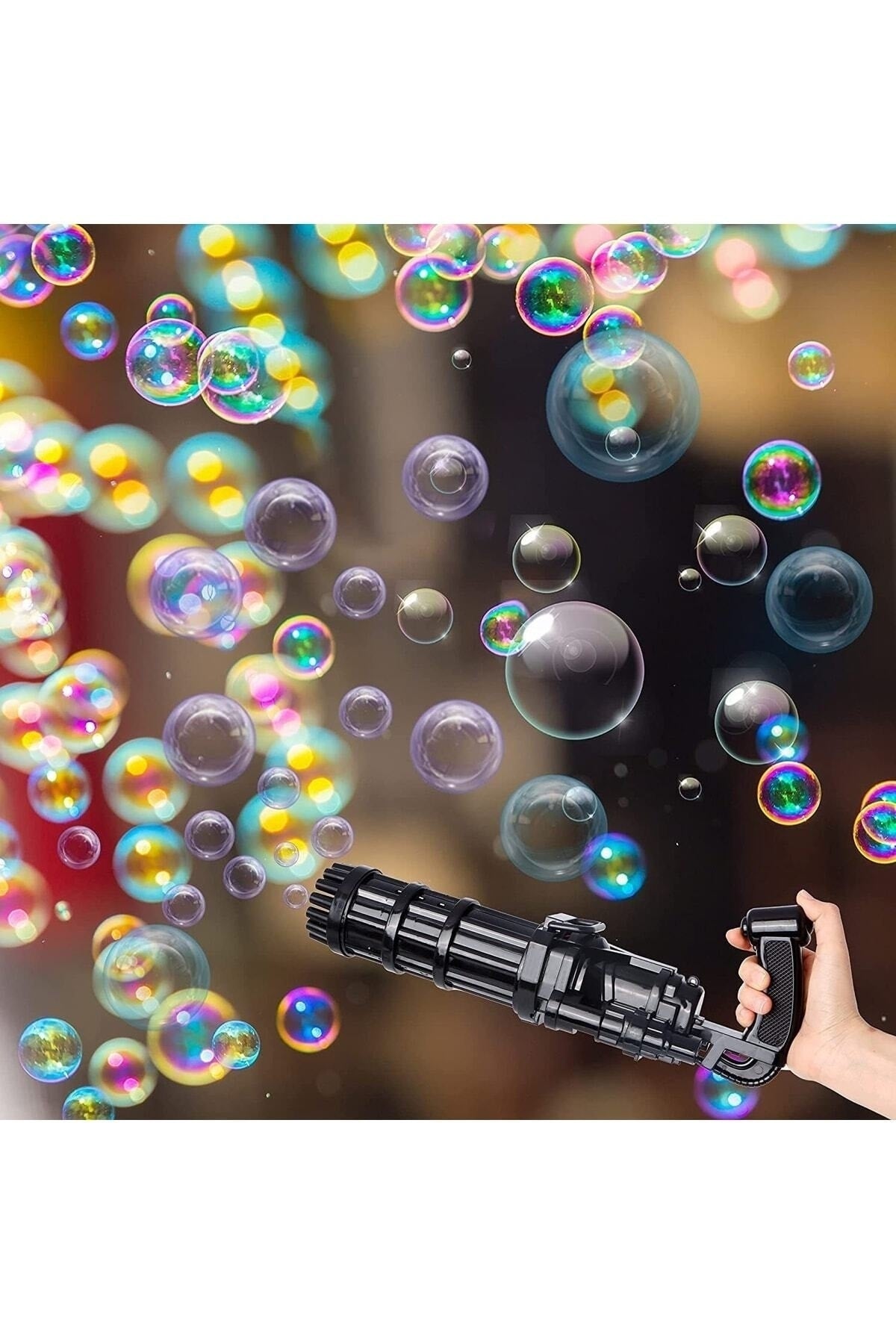 Battery Operated Foam Toy Foam Bubble Maker Gun + Bubble Liquid