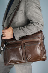 Genuine Leather Large Size Document Laptop Hand And Shoulder Bag