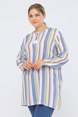 Women's Large Size Light Color Striped Tunic - Swordslife