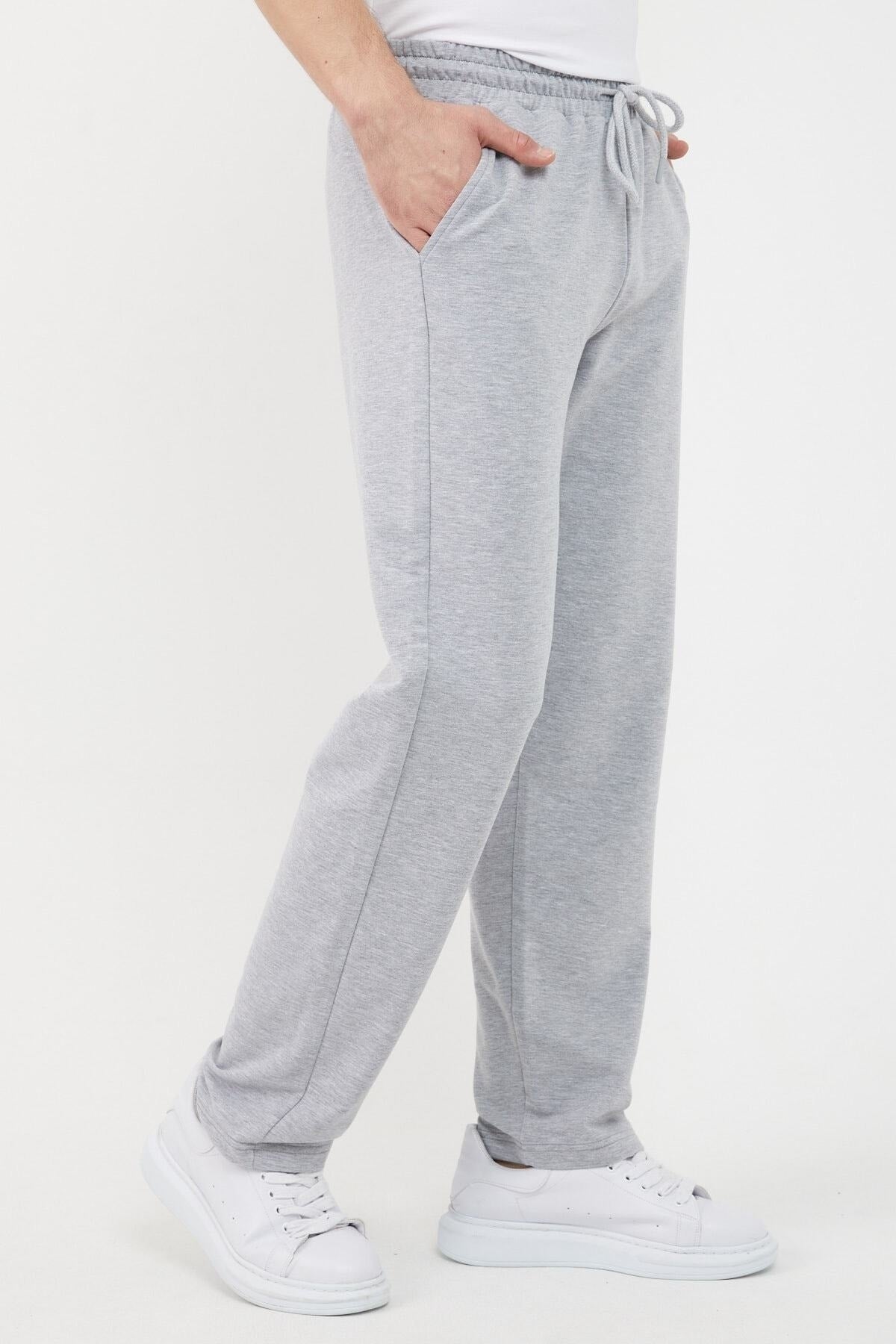 Herren-Jogginghose mit geradem Bein und bequemem Schnitt in Metallic-Grau