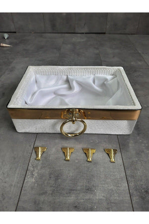 Luna Cream 3 Pcs Mdf Silk Velvet Bathroom Set Dirty Laundry Basket - Towel Holder - Detergent Set - Swordslife