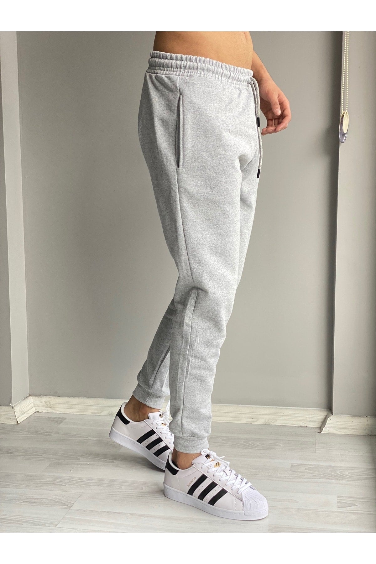 Men'S Summer Sweatpants Slim Fit Jogger Gray Cotton