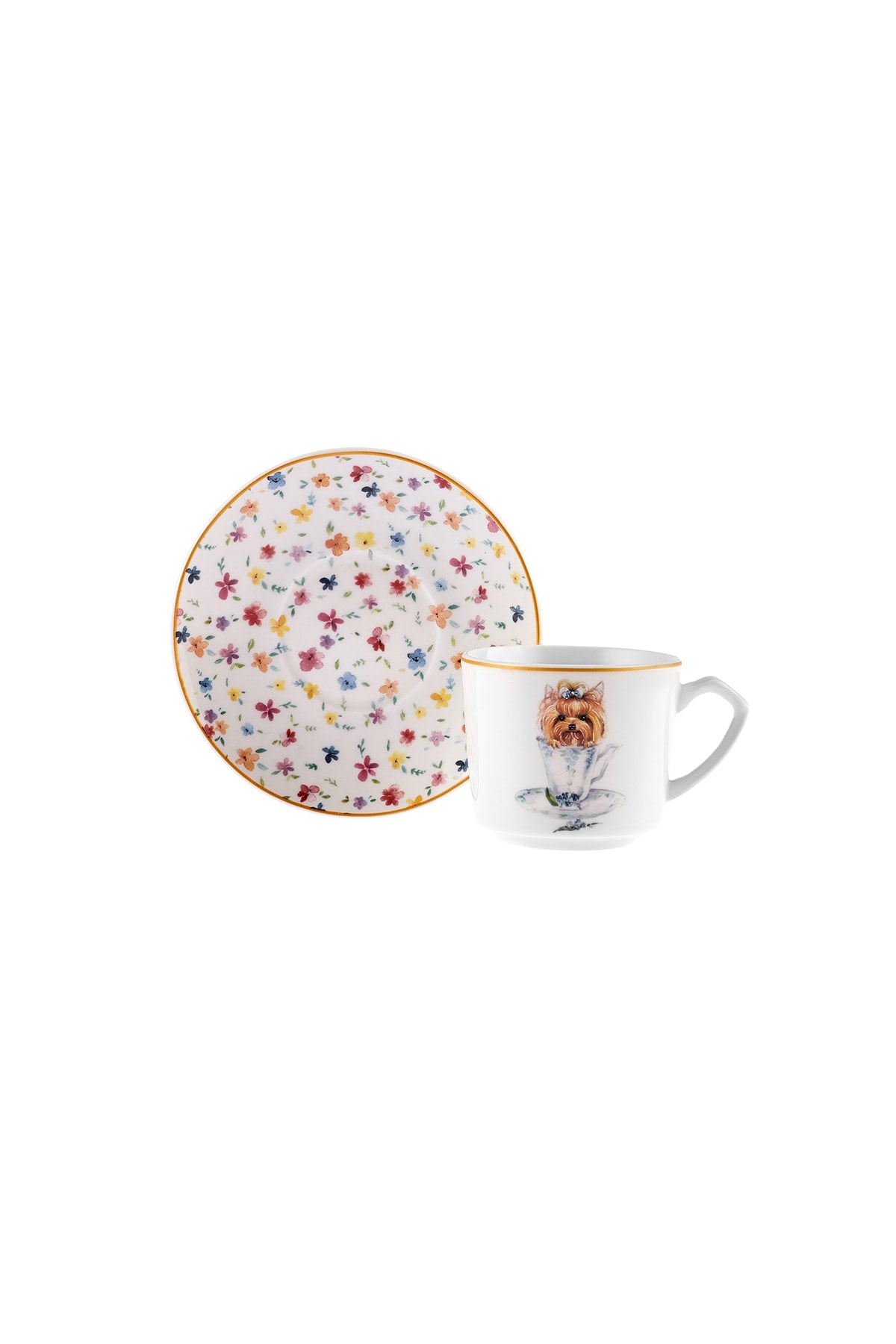 Set Of 6 Coffee Cups With Dog 80 Ml